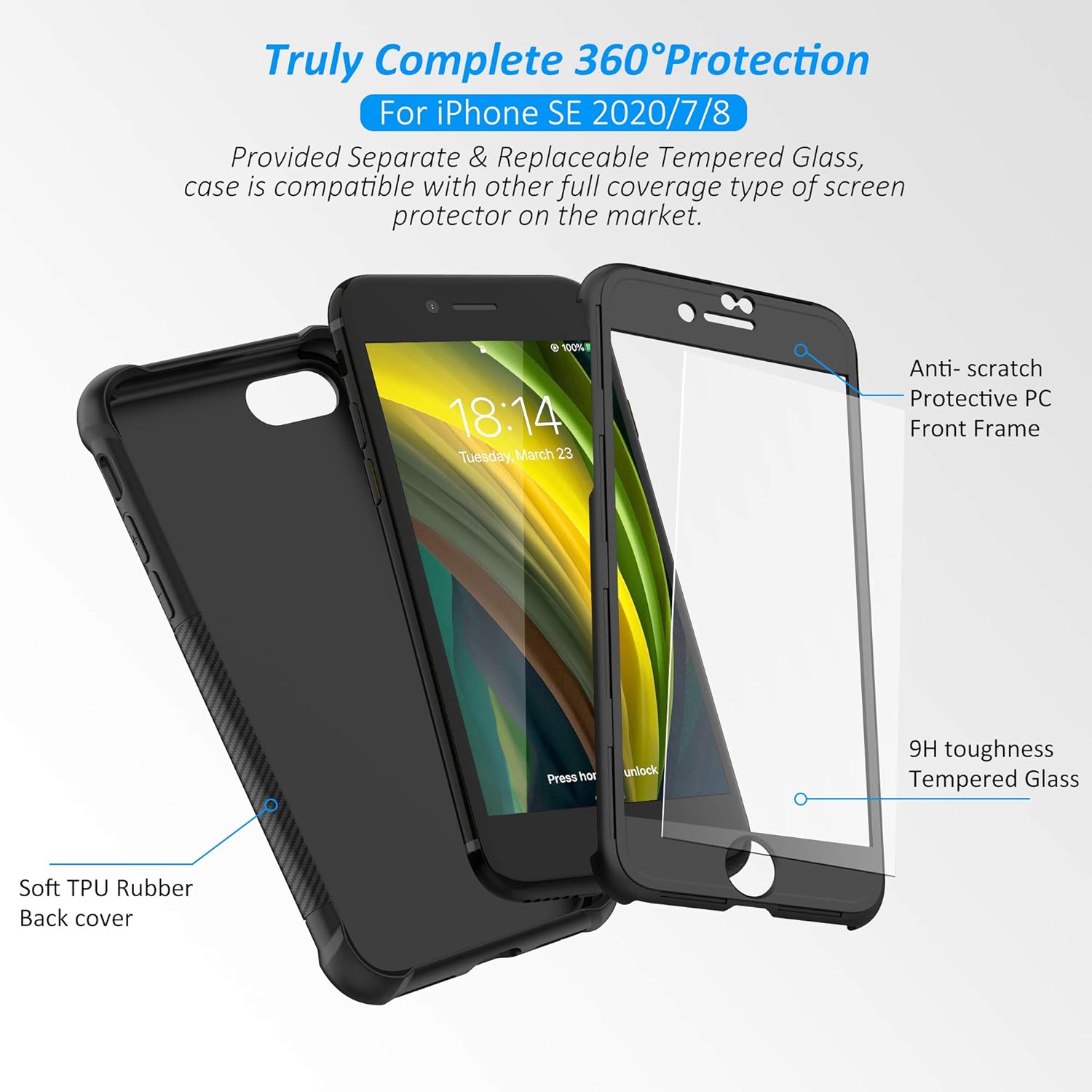 iPhone SE 2022/2020, iPhone 7/8 Heavy Duty Protective Cover- Black - Image 3