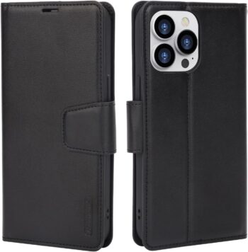 iPhone 14 Pro, Leather Wallet Card Case for Apple - Black
