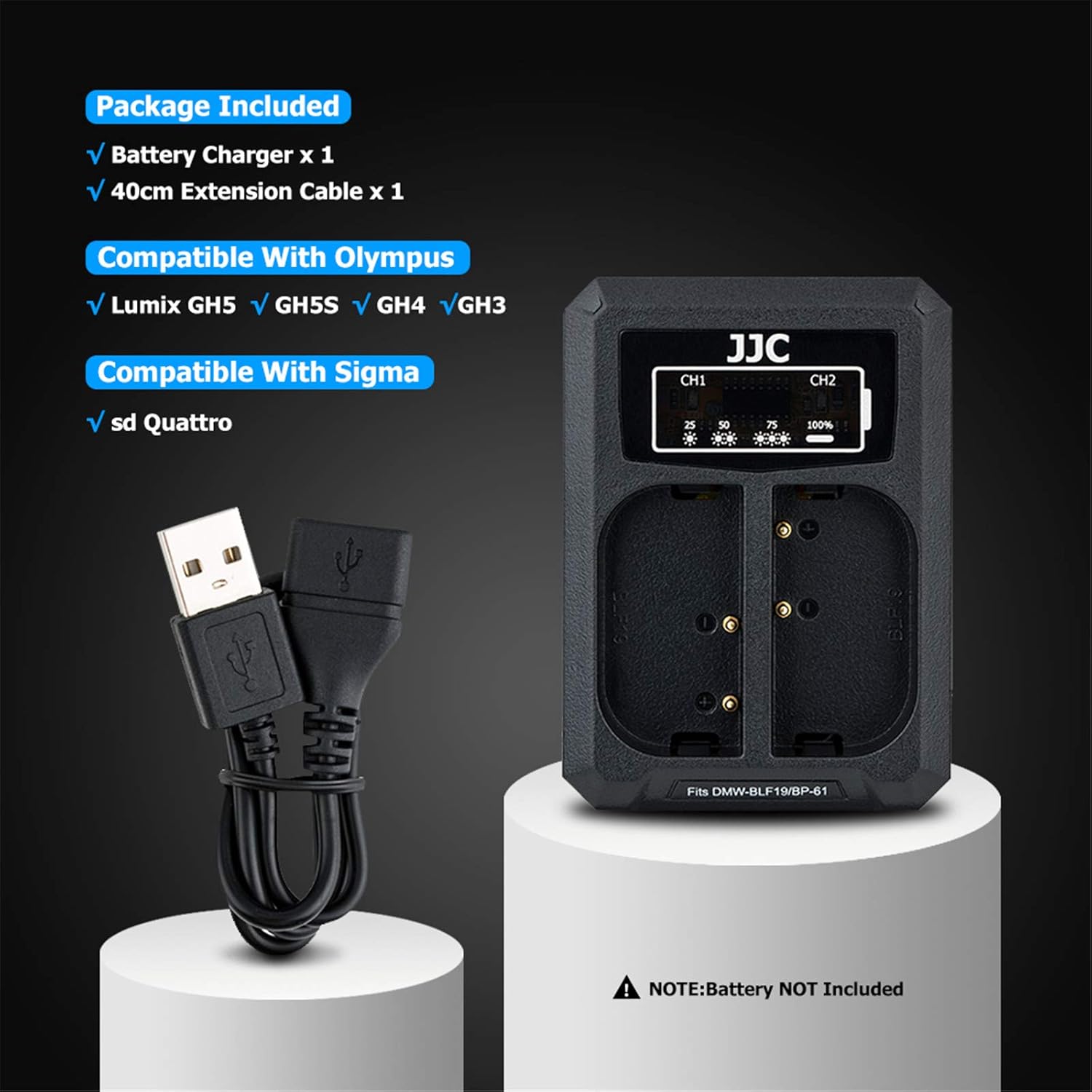 Battery Charger USB Dual Slots for Panasonic Lumix GH5S G9 GH5 GH4 GH3 - Image 6