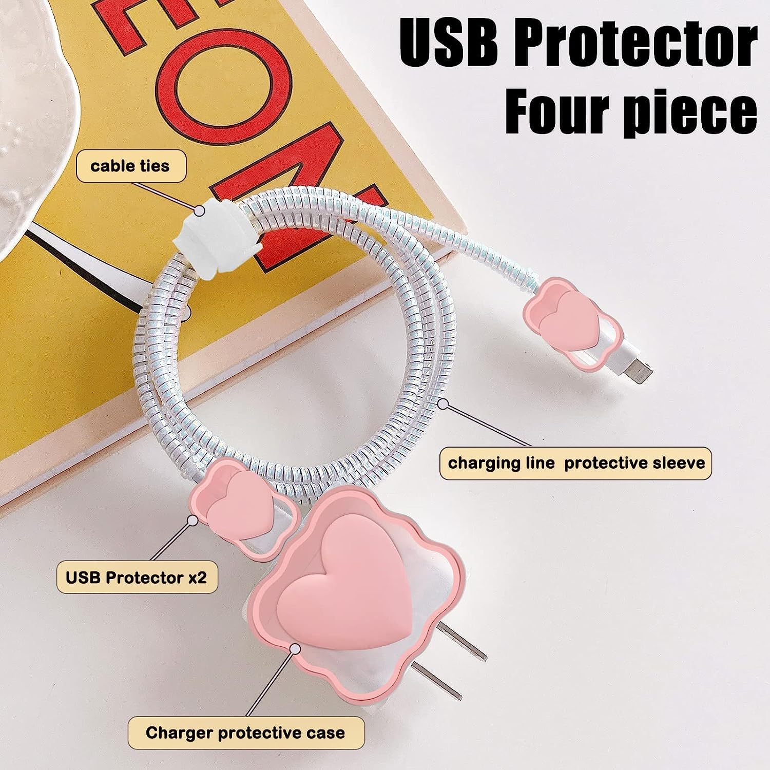 Cute Cable Protector for iPhone Max Charger 18W/ 20W (Pink) - Image 2