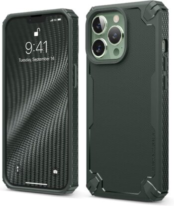For iPhone 13 Pro (6.1"), Heavy-Duty Premium TPU Carbon Fiber Rugged Protection