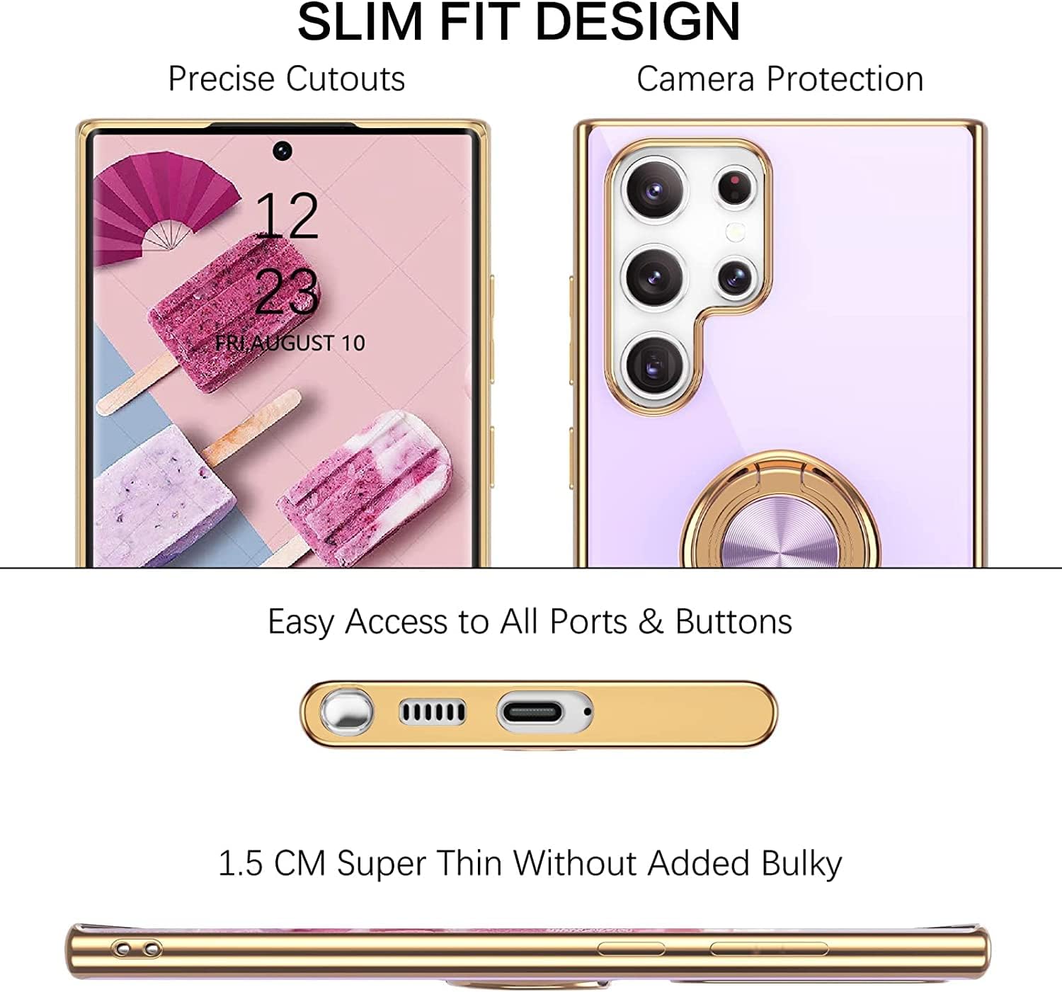 For Samsung Galaxy S22 Ultra Slim Phone Case w Kickstand 6.8 Inch - Purple - Image 7