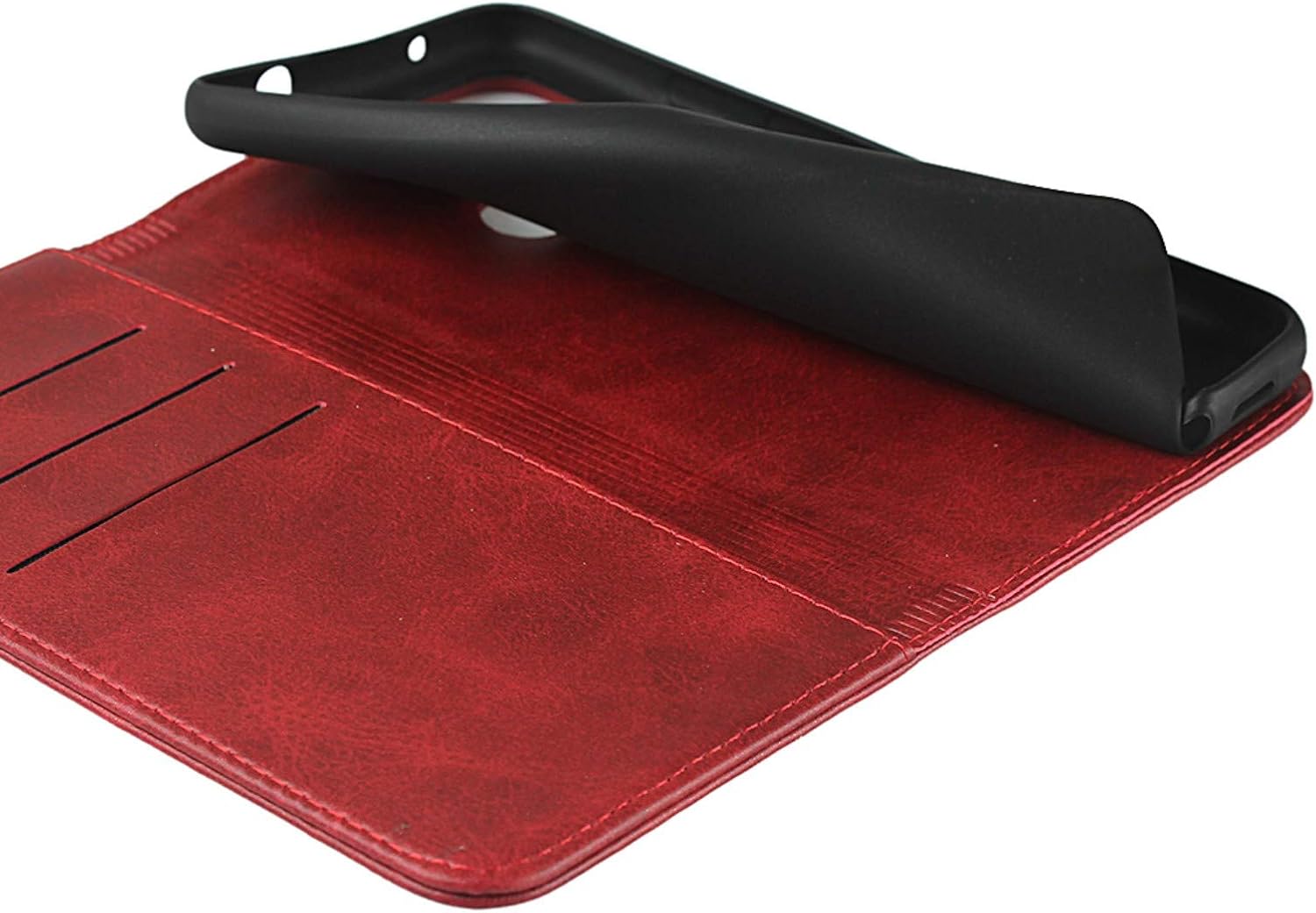 Cover for Google Pixel 4a 5G Case, Cowhide Pattern Leather Case (6.2") -Wine Red - Image 5