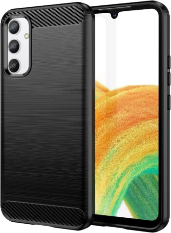 Samsung Galaxy A34 5G, Shock-Absorption Flexible Carbon Fiber Protective Case
