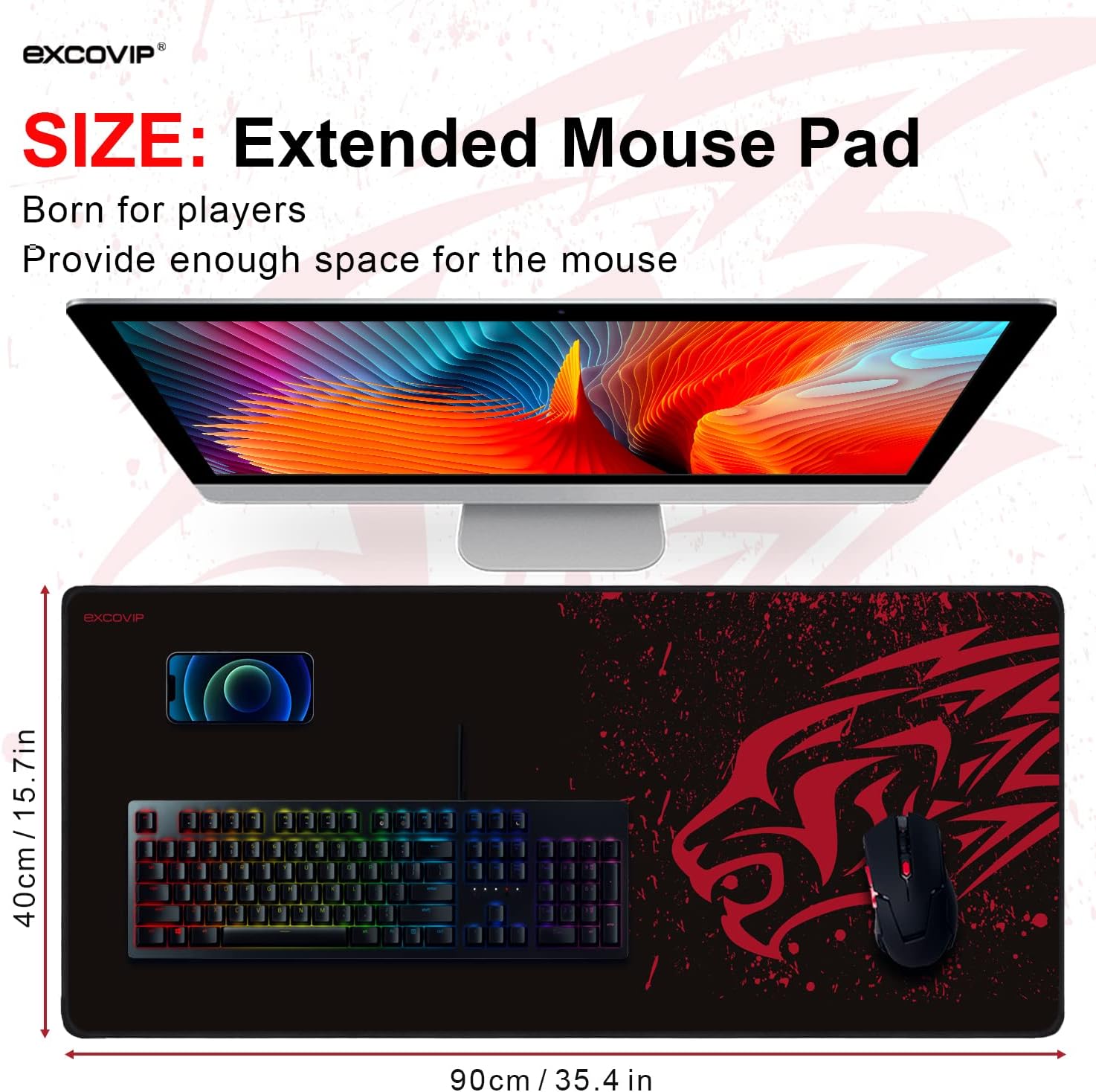 Extended Gaming Mouse pad, 90 x 40 cm XXL Mousepad with Non-Slip Rubber Base - Image 6