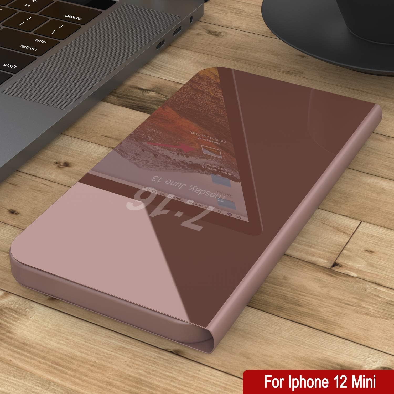 For iPhone 12 Mini Reflector Protective Flip Case W/Scratch Resistant Mirror - Image 4