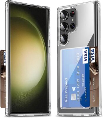 S22 Ultra Case Shockproof Slim Card Holder Protection Case - Clear