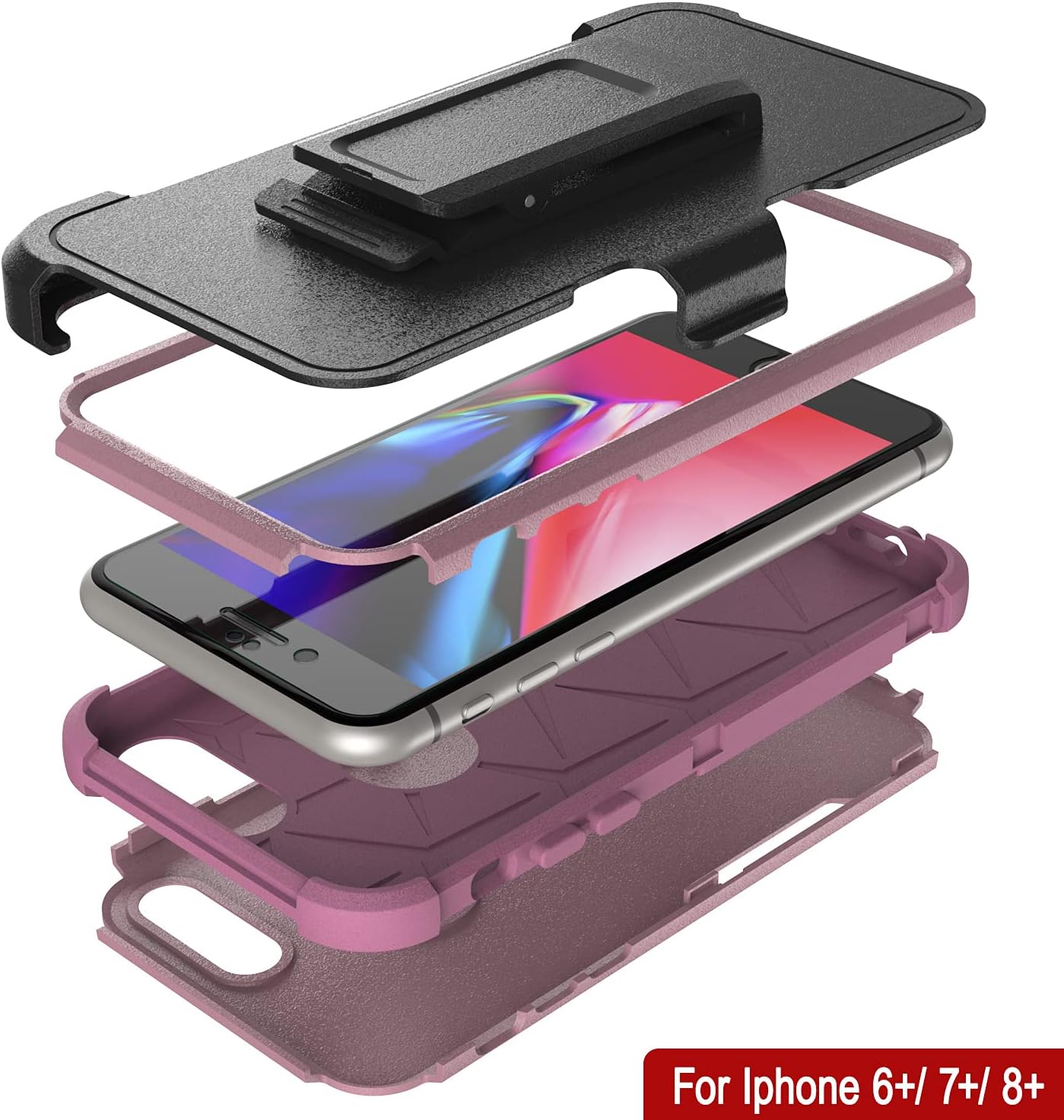 iPhone 8+ Plus Belt Clip Holster 4-1 Rugged Protective Multilayer Phone Case - Image 4