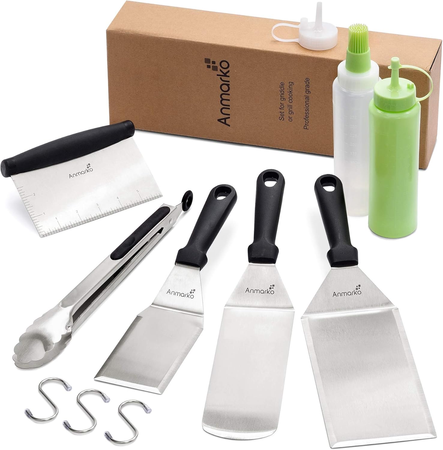 Metal Spatula and Scraper Set - Griddle Accessories kit - Grill Tongs Spatula - Image 8