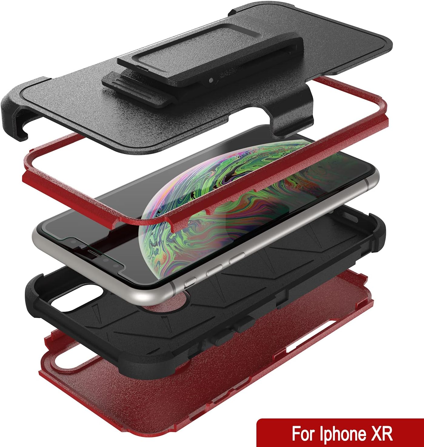 iPhone XR Belt Clip Holster Case 4-1 Rugged & Protective Multilayer Phone Case - Image 4