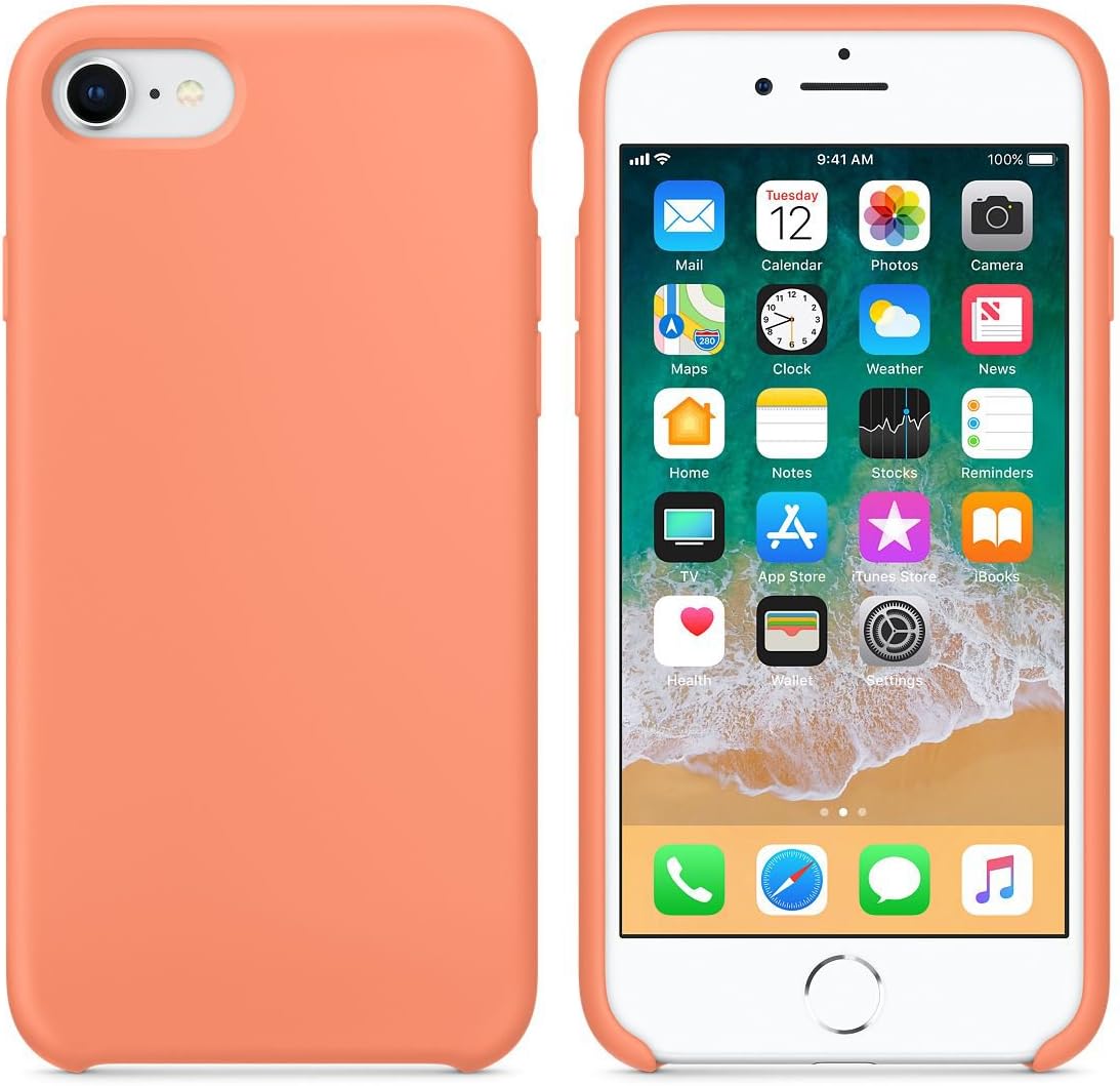 Liquid Silicone Gel Rubber Case for Apple iPhone 8 (2017)/iPhone 7 (2016),Peach - Image 2