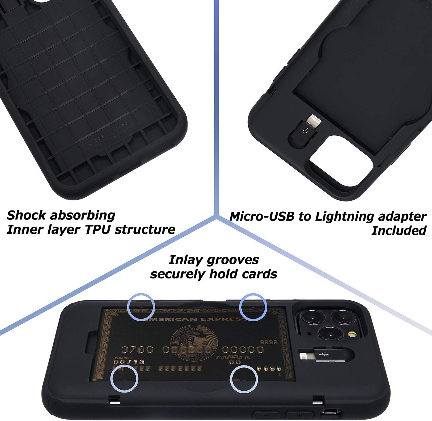 iPhone 11 Pro, Card Holder Slim Protective Cover with Hidden Credit Card Wallet - Image 5