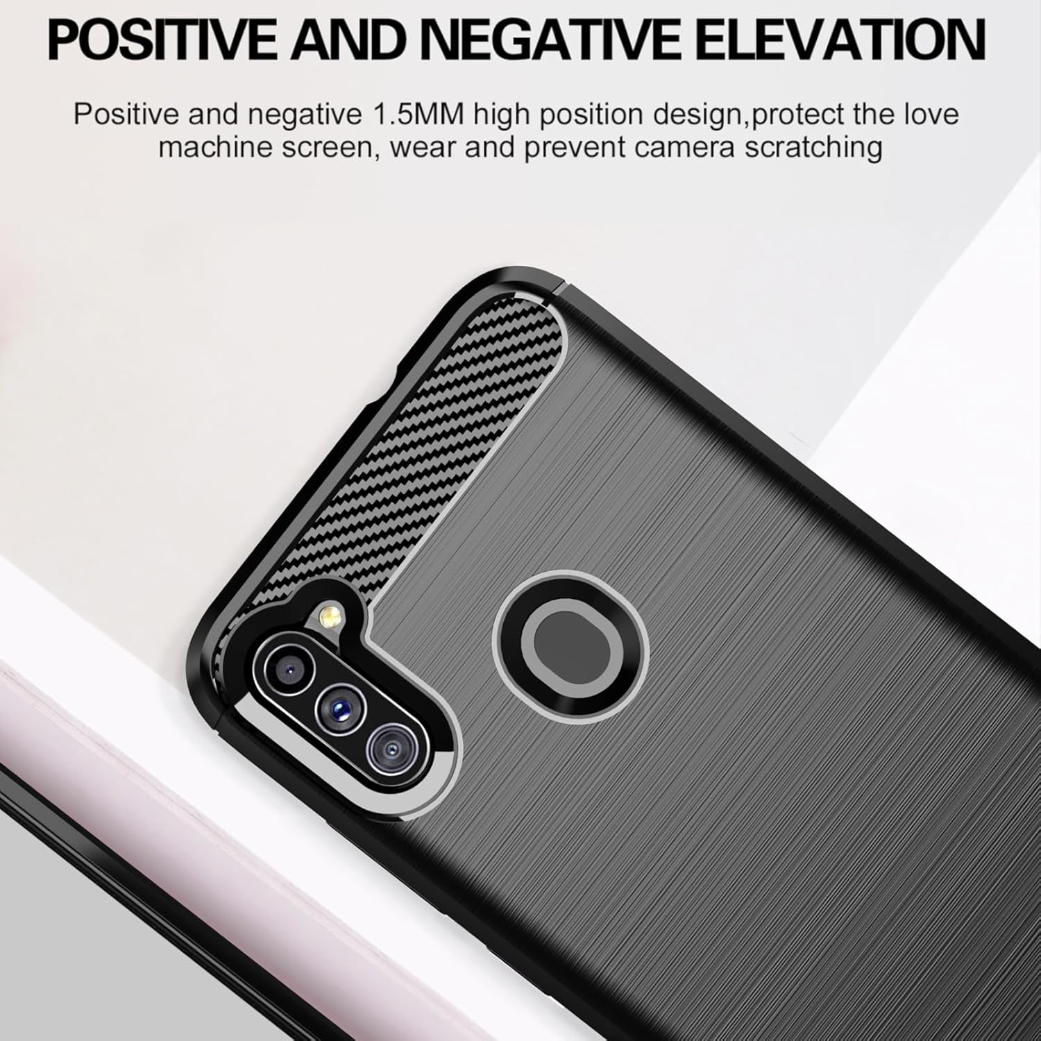 For Samsung Galaxy A11 Shock-Absorption Soft Carbon Fiber Protective - Black - Image 3