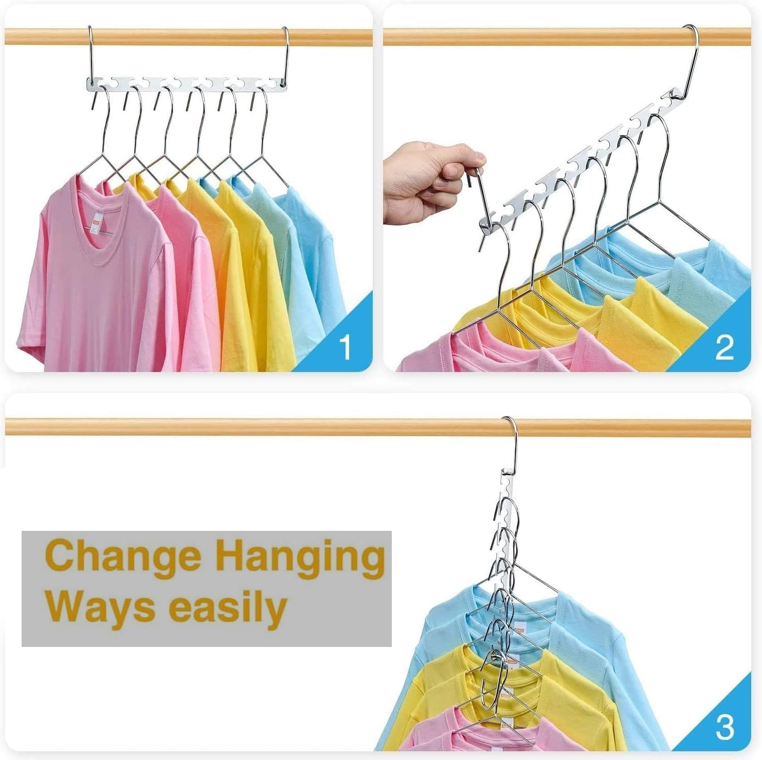 Coat Hanger, 4 Pack Space Saving Hanger, Magic Metal Cloth Hangers - Image 4