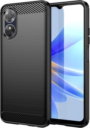 For Oppo A17 Shock-Absorption Soft Carbon Fiber Protective Case