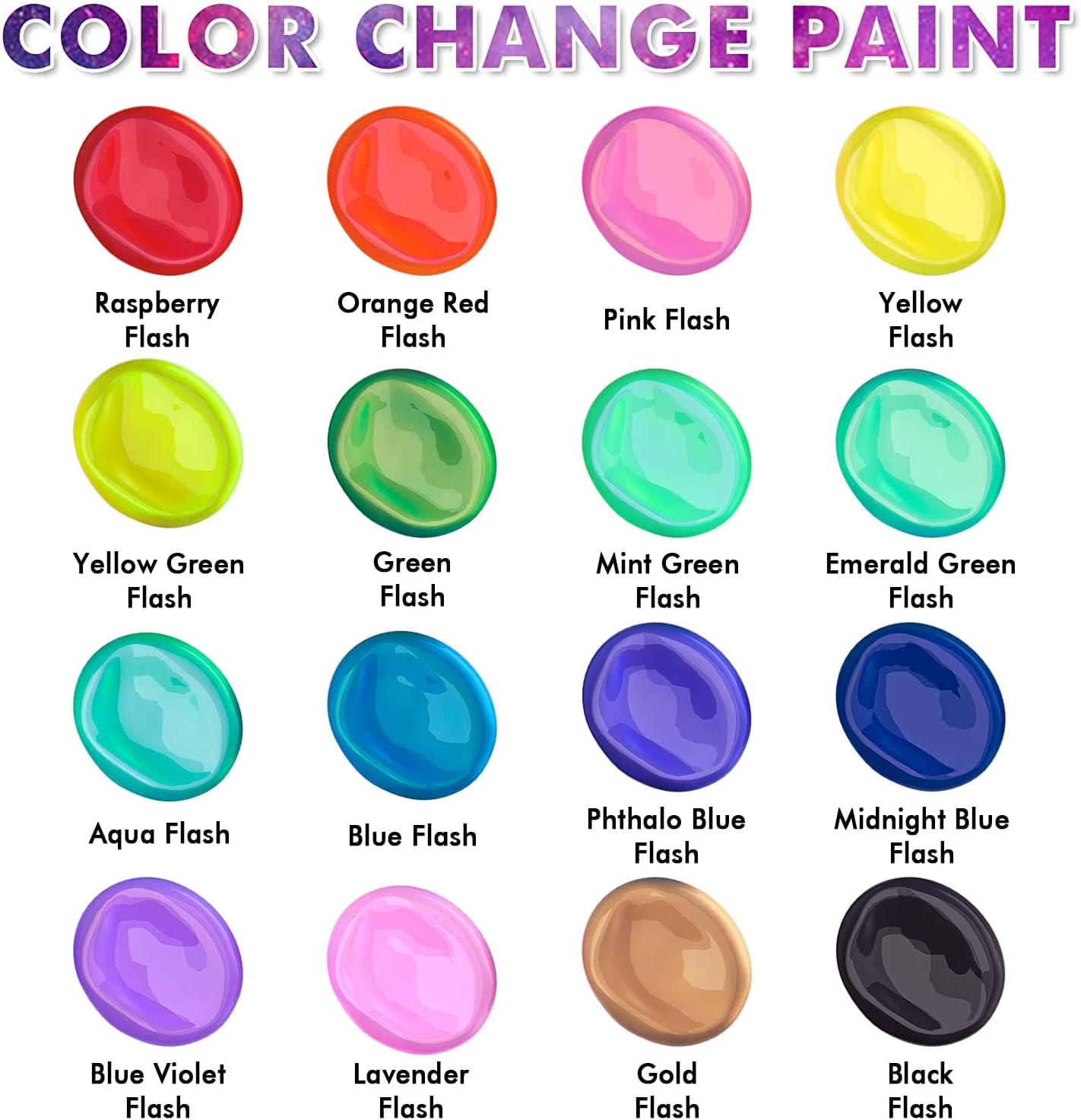 Iridescent Acrylic Paint Set, Shuttle Art 16 Chameleon Colours - Image 2