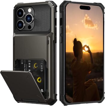 For iPhone 15 Pro Max Case with Card Holder[Store 5 Cards] with Hidden Card Slot