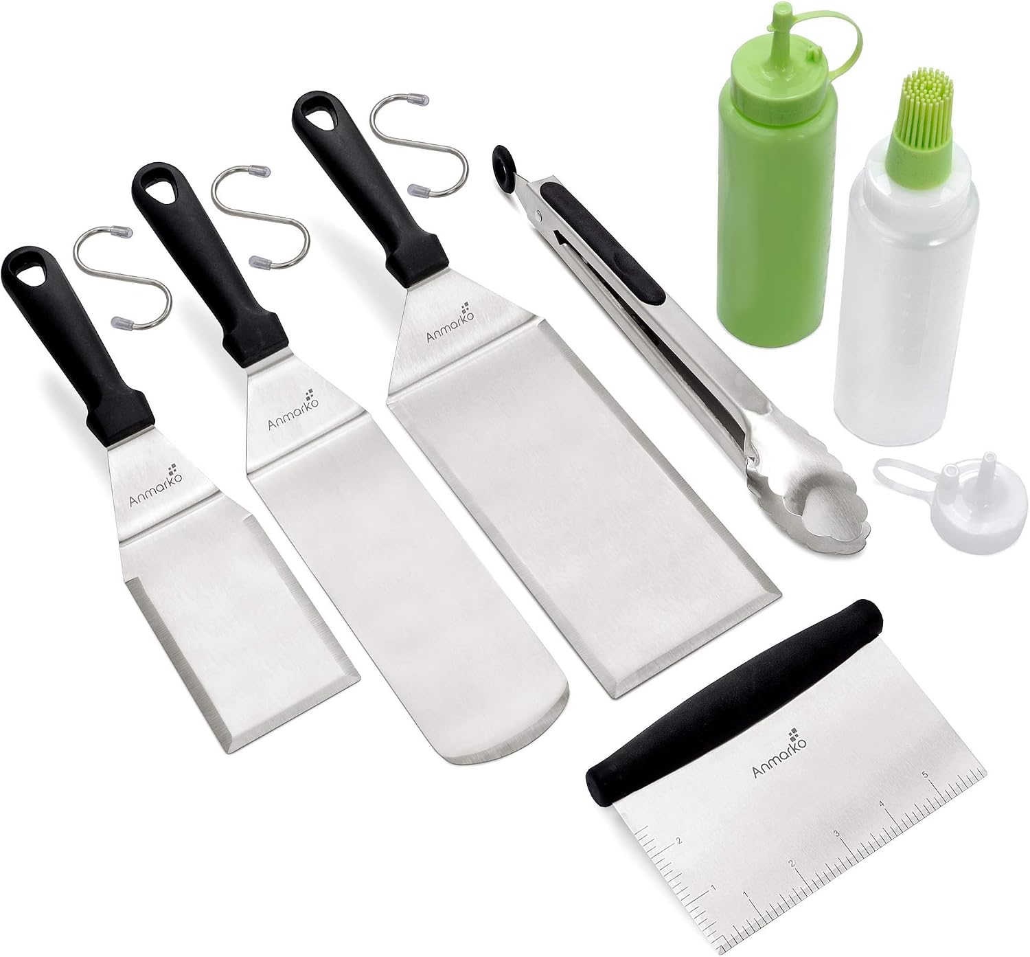 Metal Spatula and Scraper Set - Griddle Accessories kit - Grill Tongs Spatula