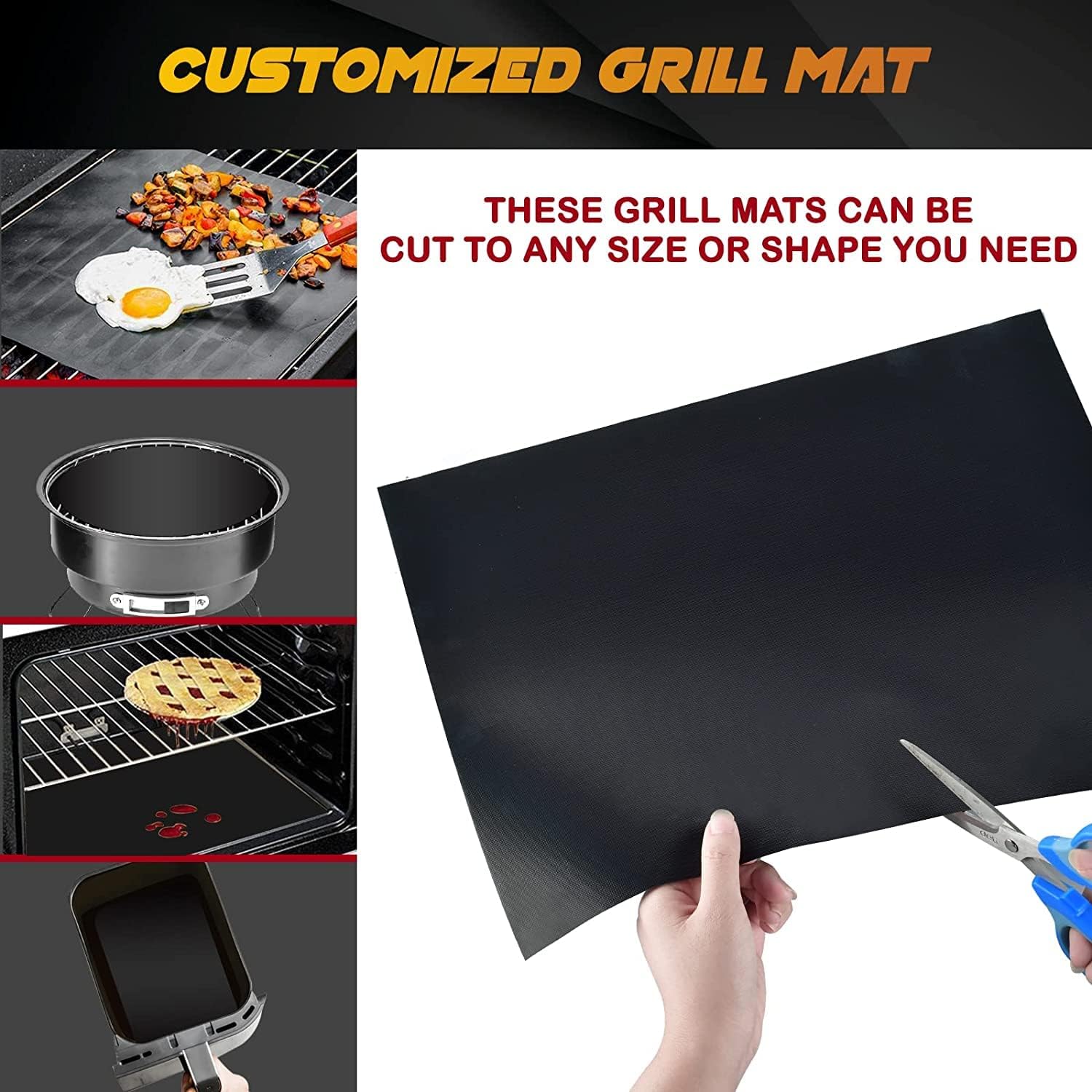 BBQ Grill Mat Set of 6+1, Reusable Non-Stick BBQ Mat, Heat Resistant - Image 4