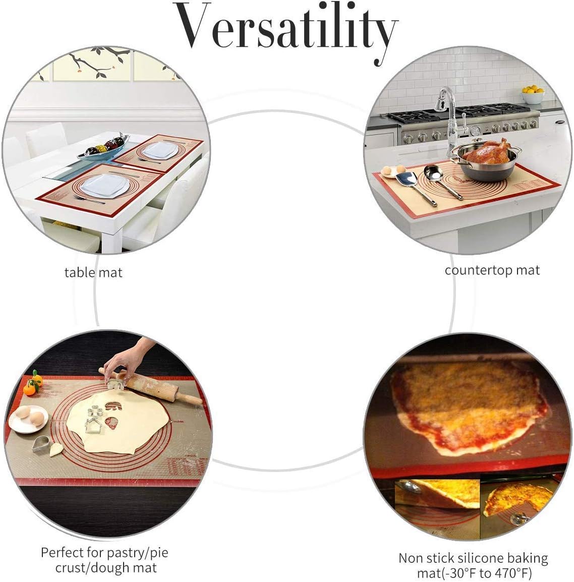 Non-Slip Silicone Pastry Mat Extra Large with Measurements - 20"×28" Red - Image 6