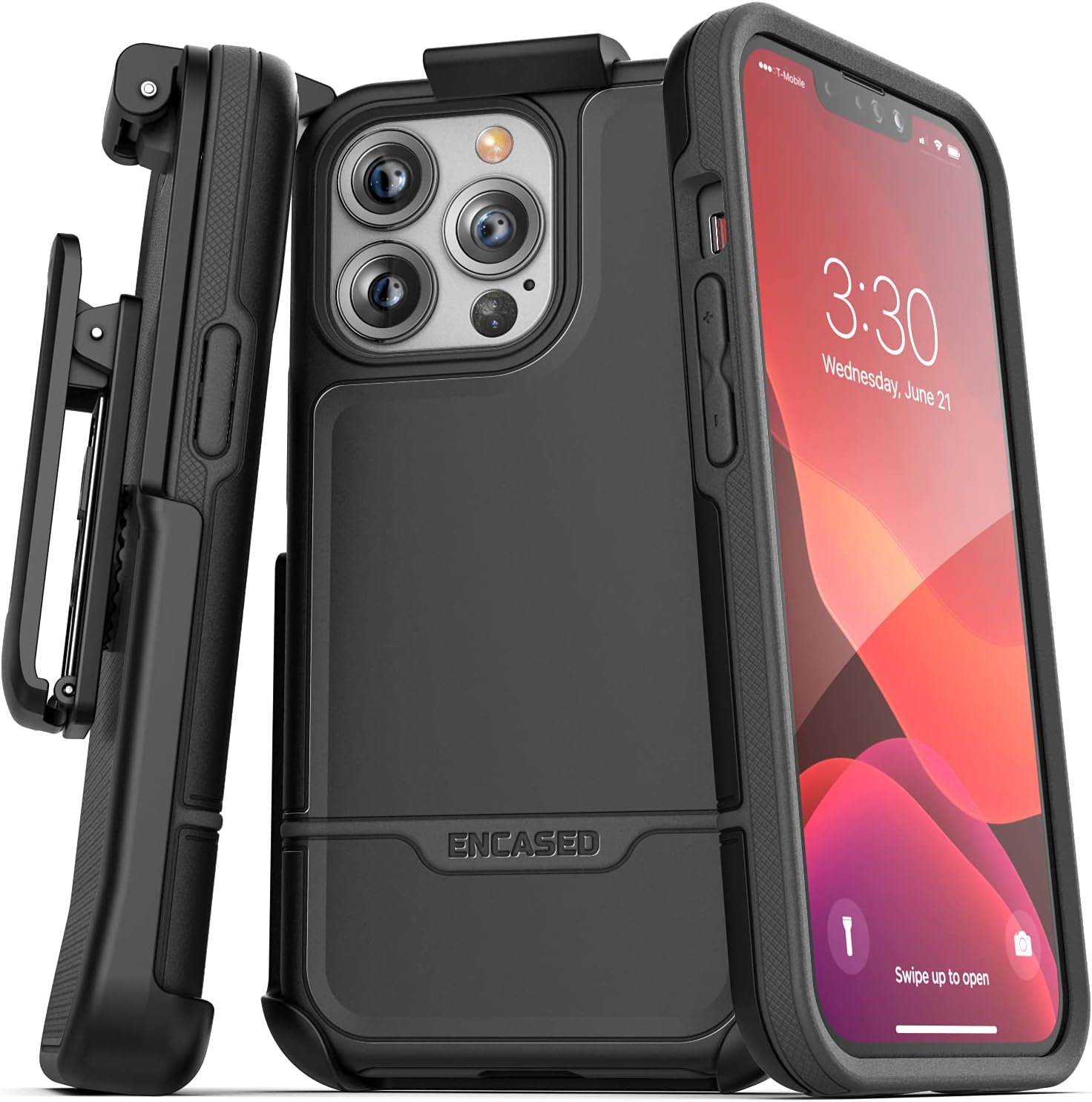 For iPhone 13 Pro Max Belt Clip Case (2021) Protective Shockproof Case (Black)