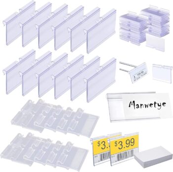 100 PCS Price Label Holder, Clear Plastic Label Holders for Wire Shelf Retail