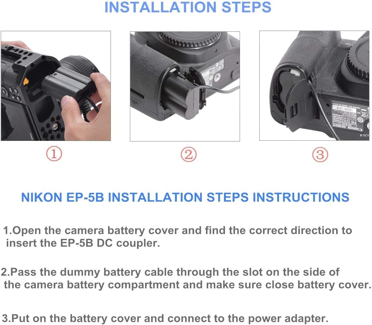 EH-5b AC Adapter EP-5B DC Coupler EN-EL15 Dummy Battery Kit for Nikon D7500 - Image 3