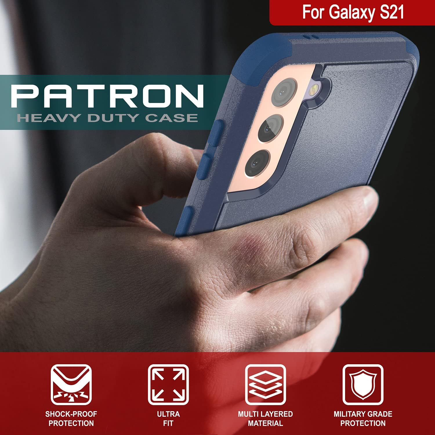 Galaxy S21 Belt Clip Holster 4-1 Rugged & Protective Multilayer Phone Case - Image 9