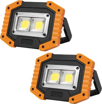 2 COB 30W 1500LM LED Work Light, Rechargeable Portable Waterproof LED Flood