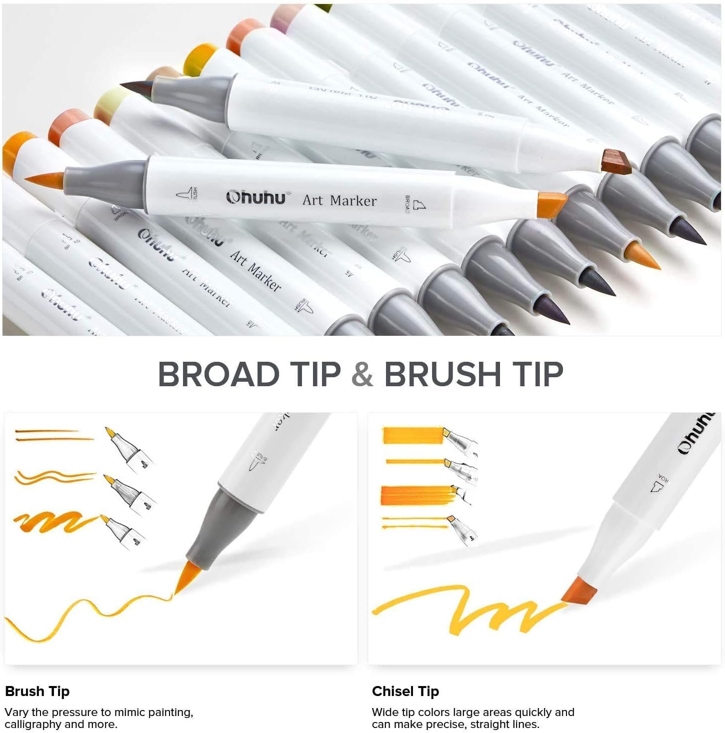 168-Color Alcohol Art Markers Set, Dual Tip, Brush & Chisel, Sketch Marker - Image 2