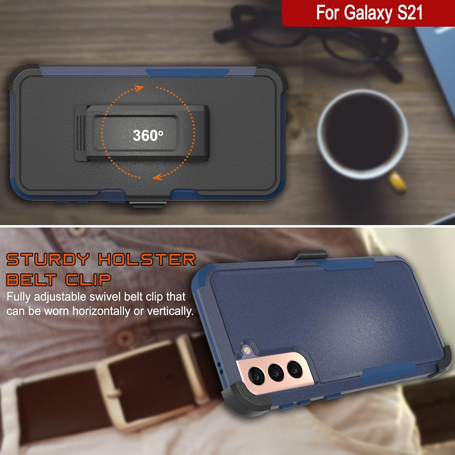 Galaxy S21 Belt Clip Holster 4-1 Rugged & Protective Multilayer Phone Case - Image 5
