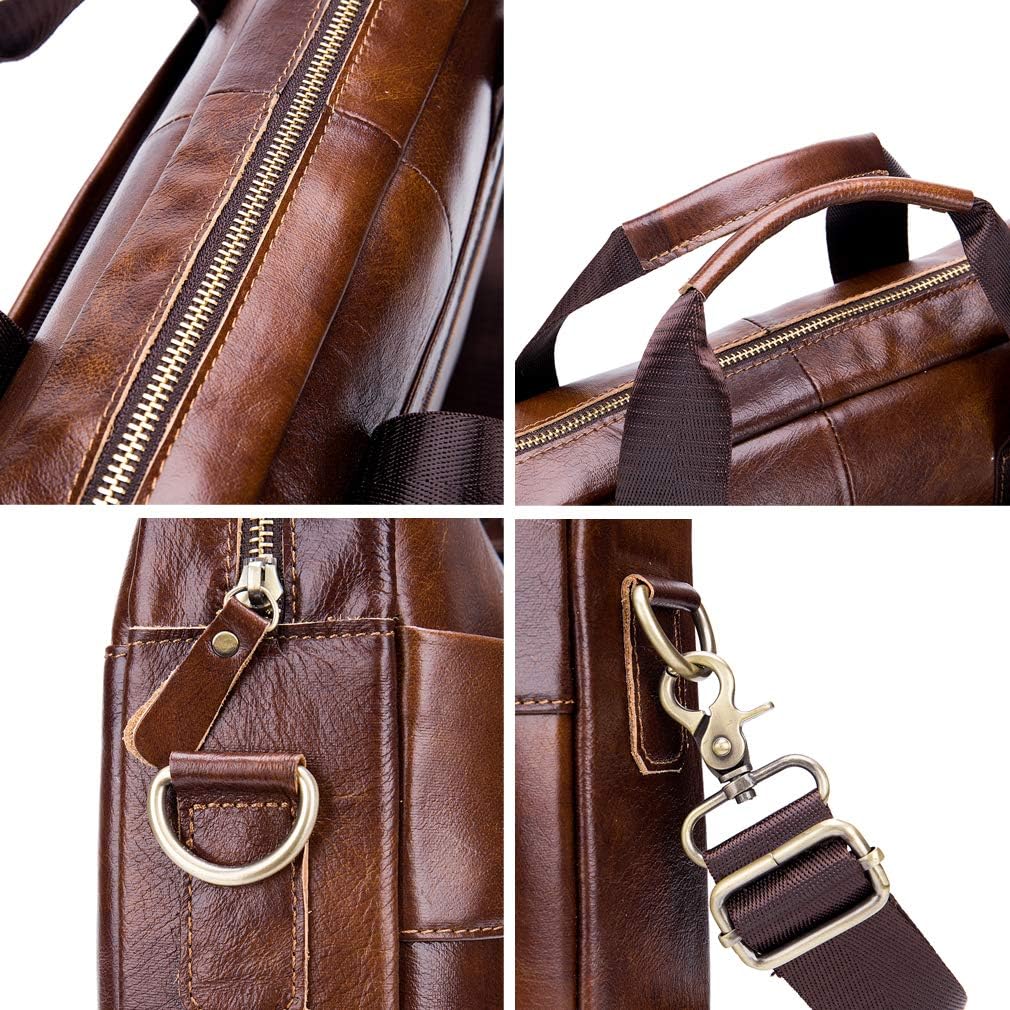 Leather Business Messenger Bag for Men Carry All Laptop Protection (14 Inch) - Image 6