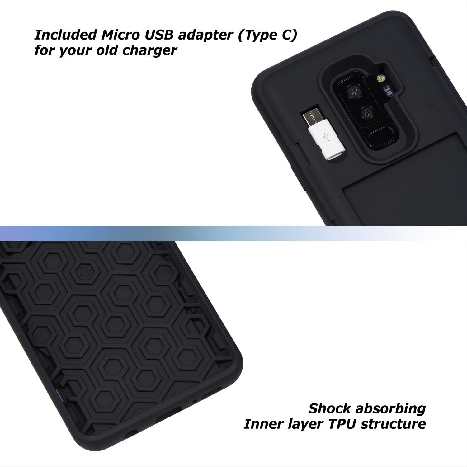 Slim Protective Shockproof w Hidden Credit Card Wallet Flip Slot Case - Black - Image 5