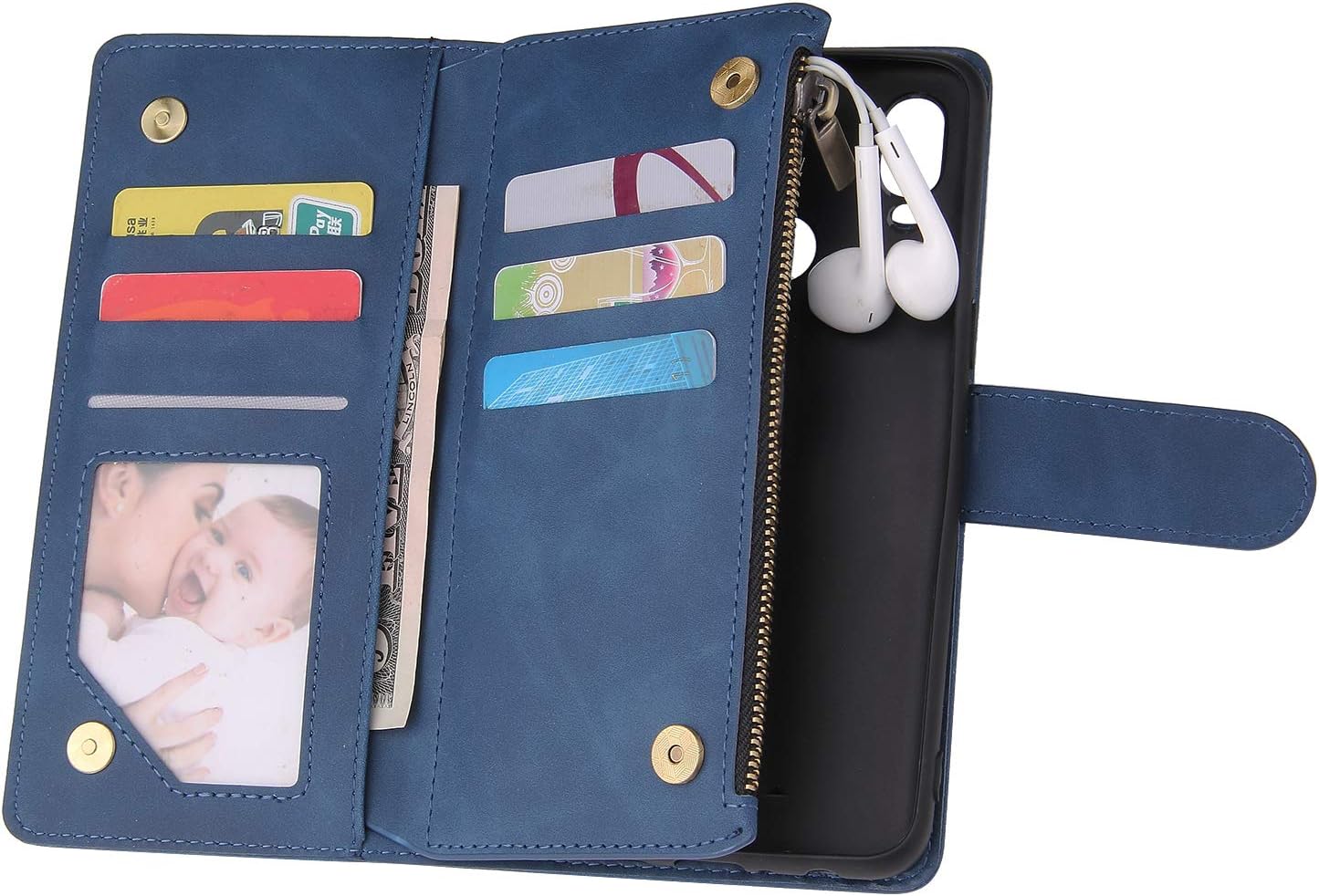 For Samsung Galaxy A10s Tempered Glass Screen Protector and Leather Flip Wallet - Image 3
