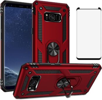 For Samsung Galaxy S8 Plus and Tempered Glass Screen Protector with Ring Holder