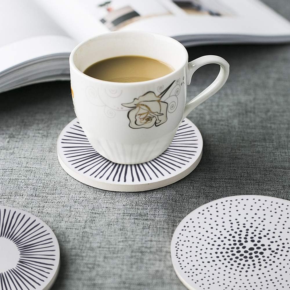 Drink Coasters with Holder, Stone Absorbent Coaster with Cork Backing Set of 6 - Image 5