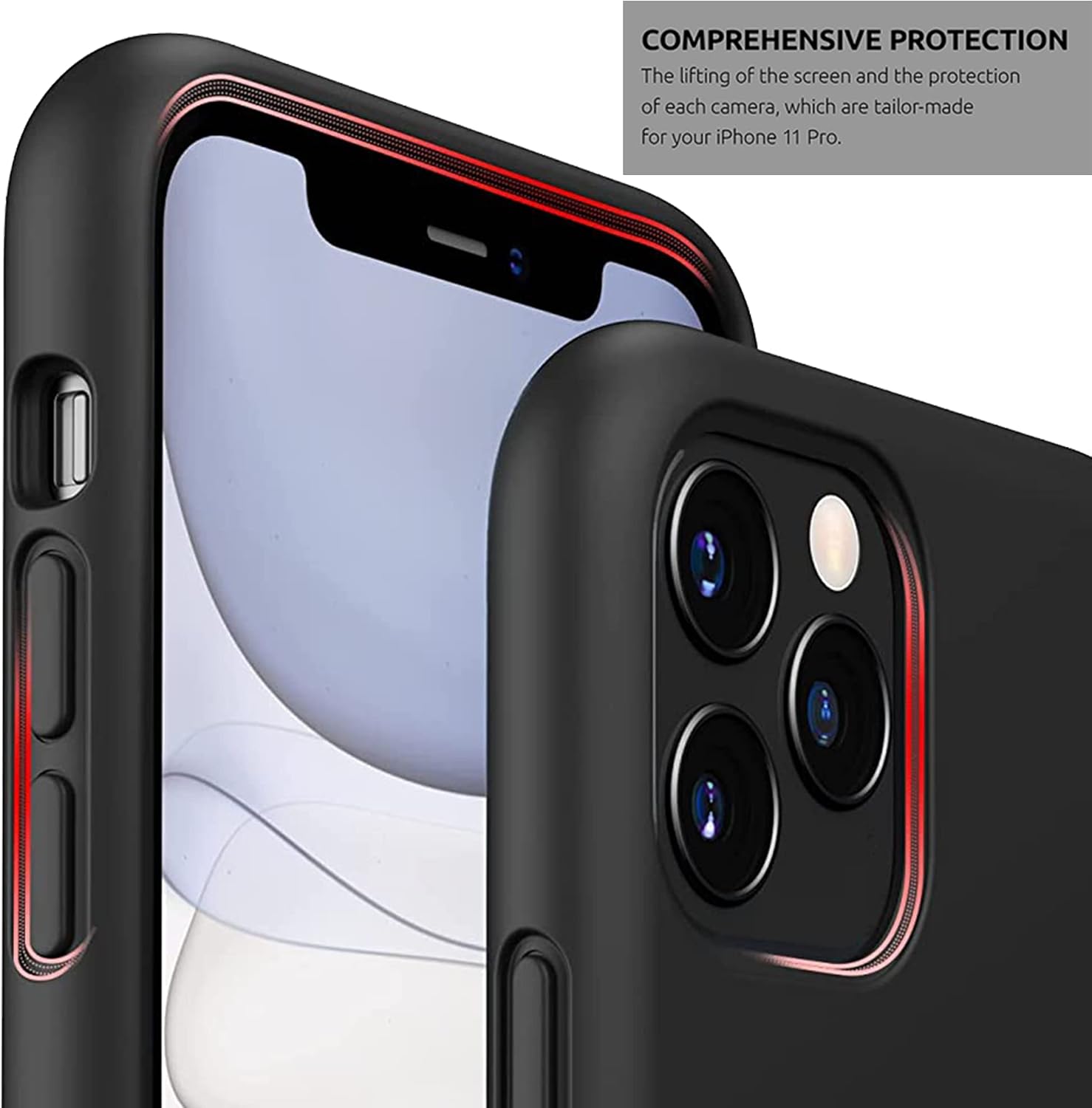 For iPhone 11 Pro Soft Protective Shockproof 360 Protection Case - Black - Image 3