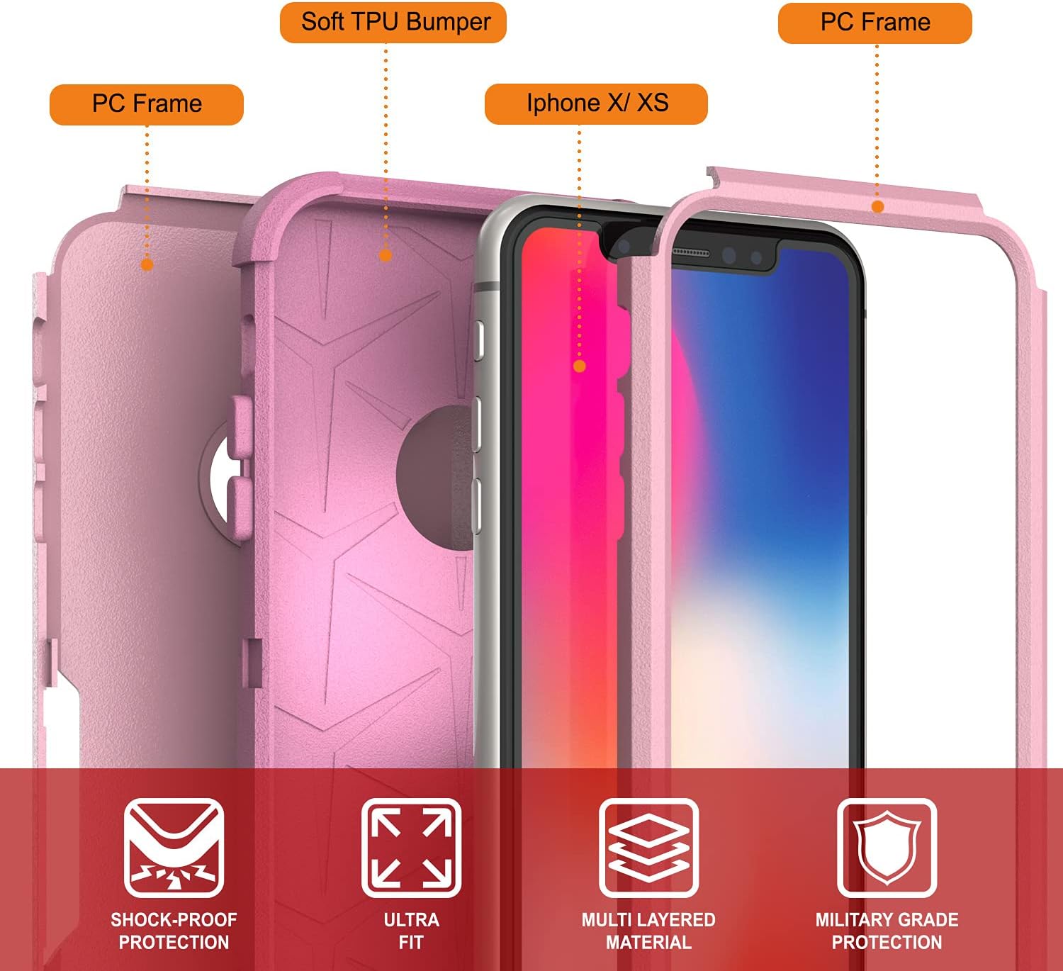 iPhone Xs Belt Clip Holster 4-1 Rugged & Protective Multilayer Phone Case - Image 3