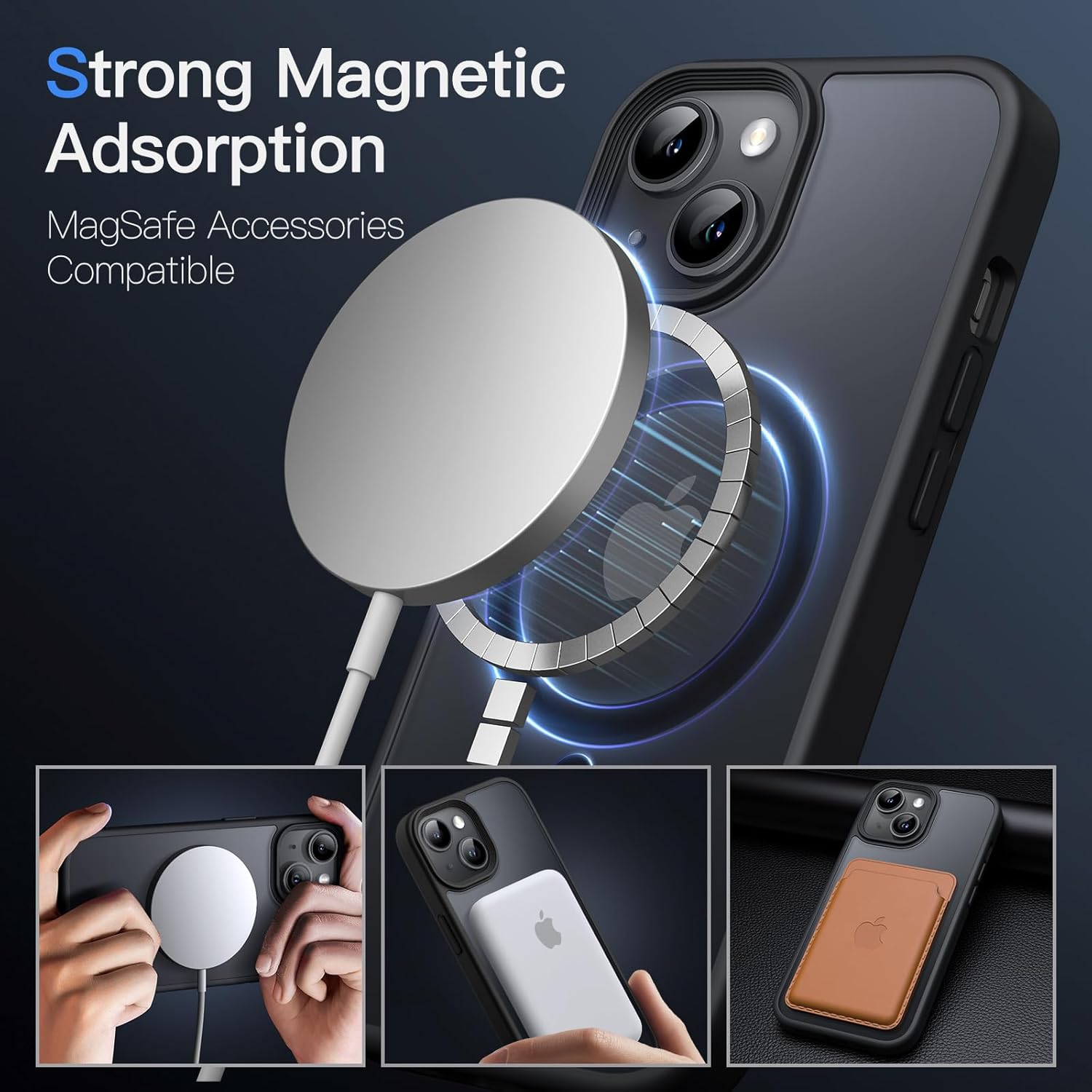 Magnetic Case for iPhone 15 6.1-Inch Compatible with MagSafe (Black) - Image 3