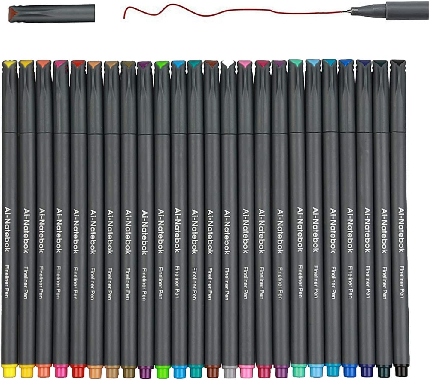 Fineliner Color Pens Set, 0.38mm Fine Tip Pens, Porous Fine Point, 24 Pack