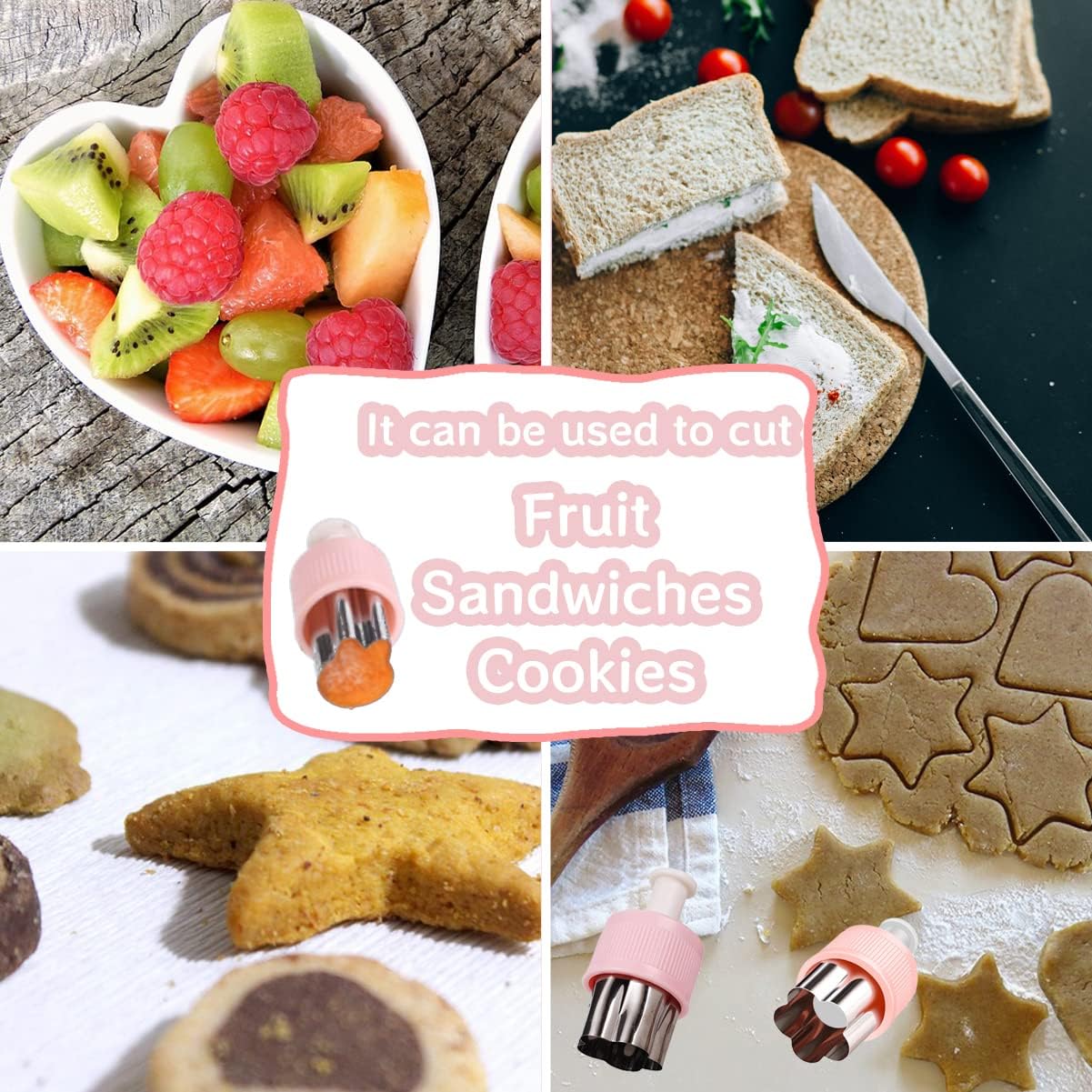 Cookie Cutters with Pusher, Fruit Cookie Pastry Stamps Mold Set of 18 - Image 3