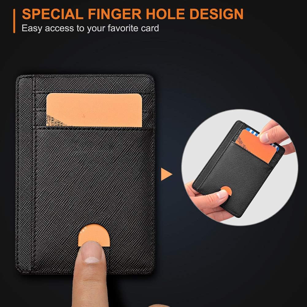 Slim Wallet RFID Front Pocket Wallet Minimalist Secure Thin Card Holder (Black) - Image 3