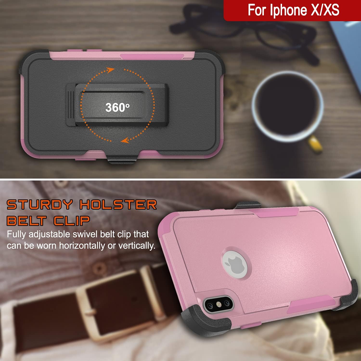 iPhone Xs Belt Clip Holster 4-1 Rugged & Protective Multilayer Phone Case - Image 5
