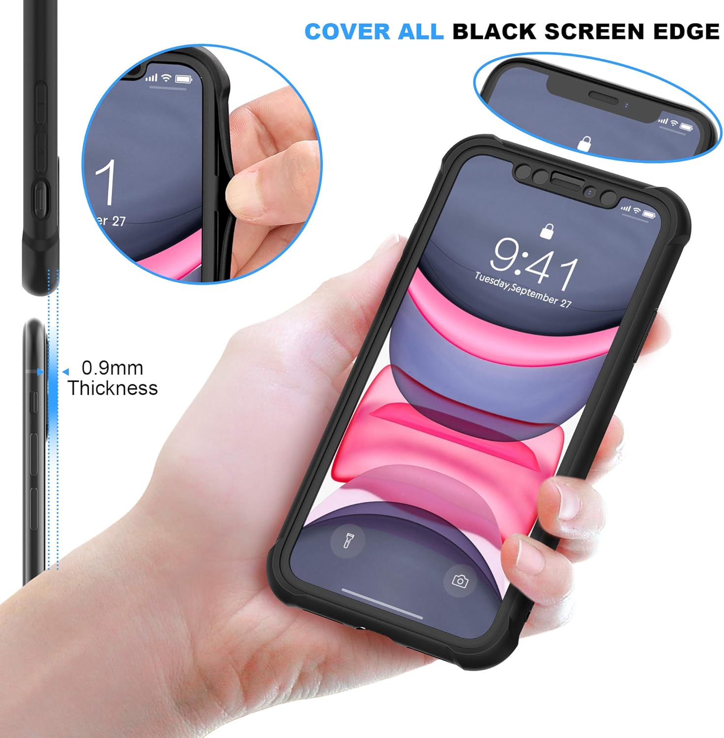For iPhone 11 Case with 2 x Tempered Glass Screen Protector Shockproof Case - Image 4