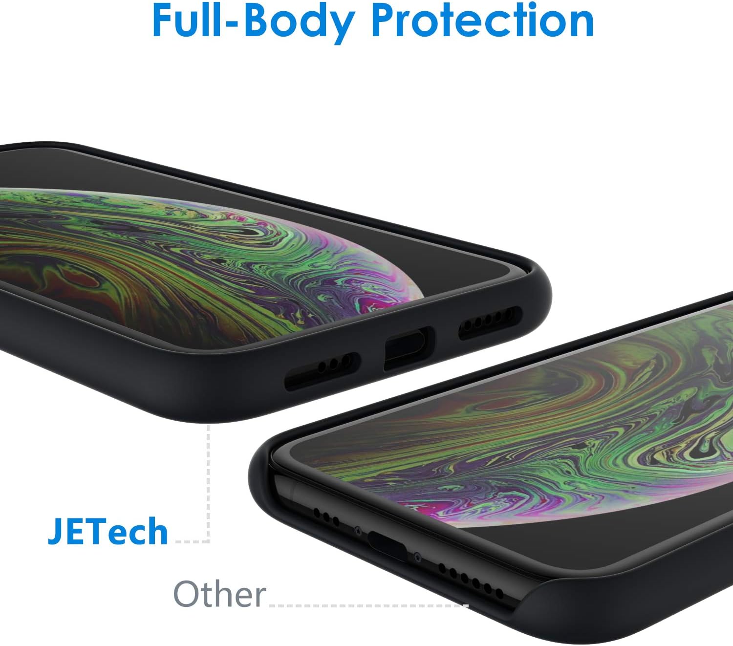 Silicone Case Compatible with iPhone Xs and iPhone X 5.8", Soft Touch (Black) - Image 3
