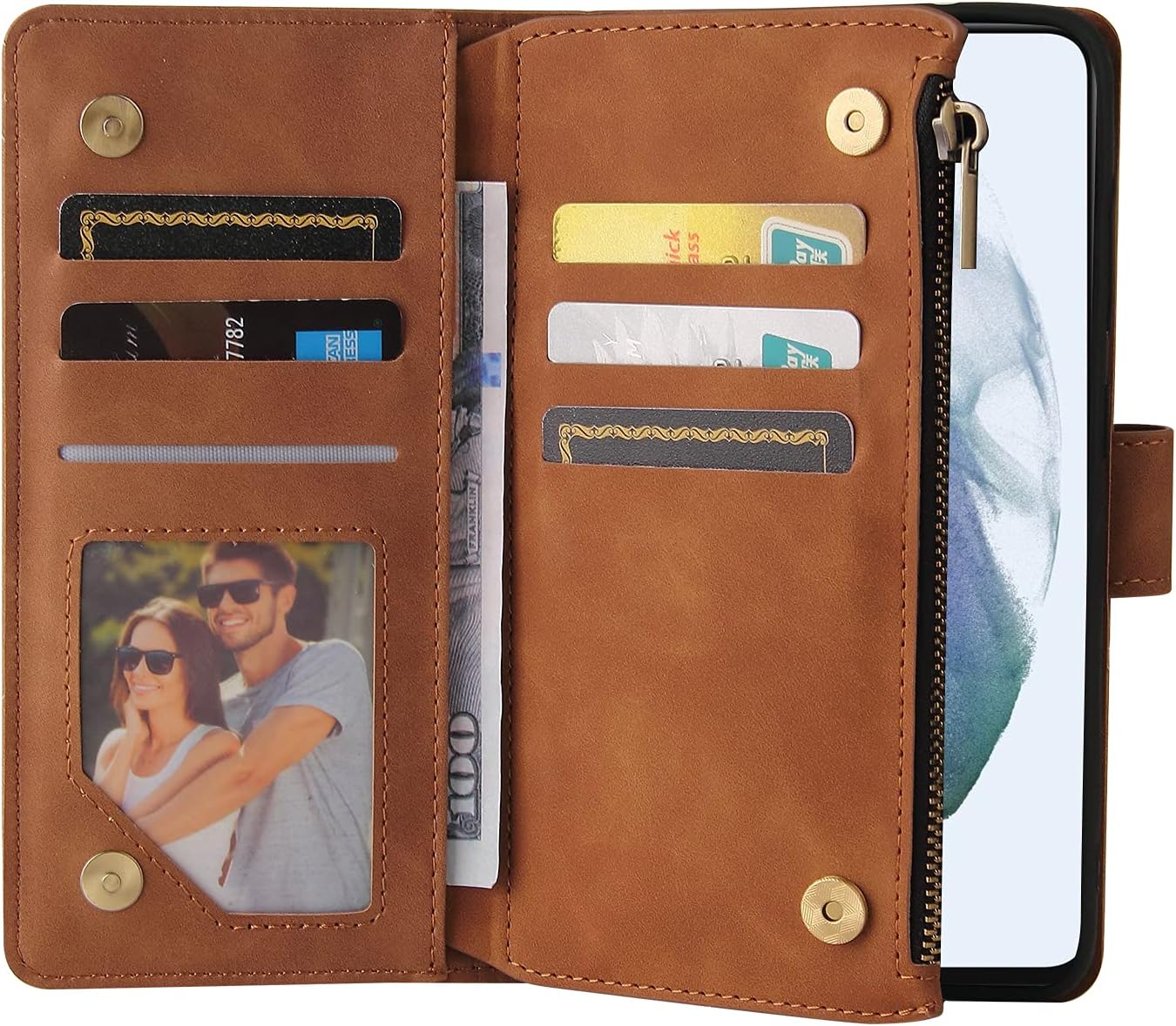 For Samsung Galaxy S21 FE Tempered Glass Screen Protector and Flip Wallet Case - Image 6