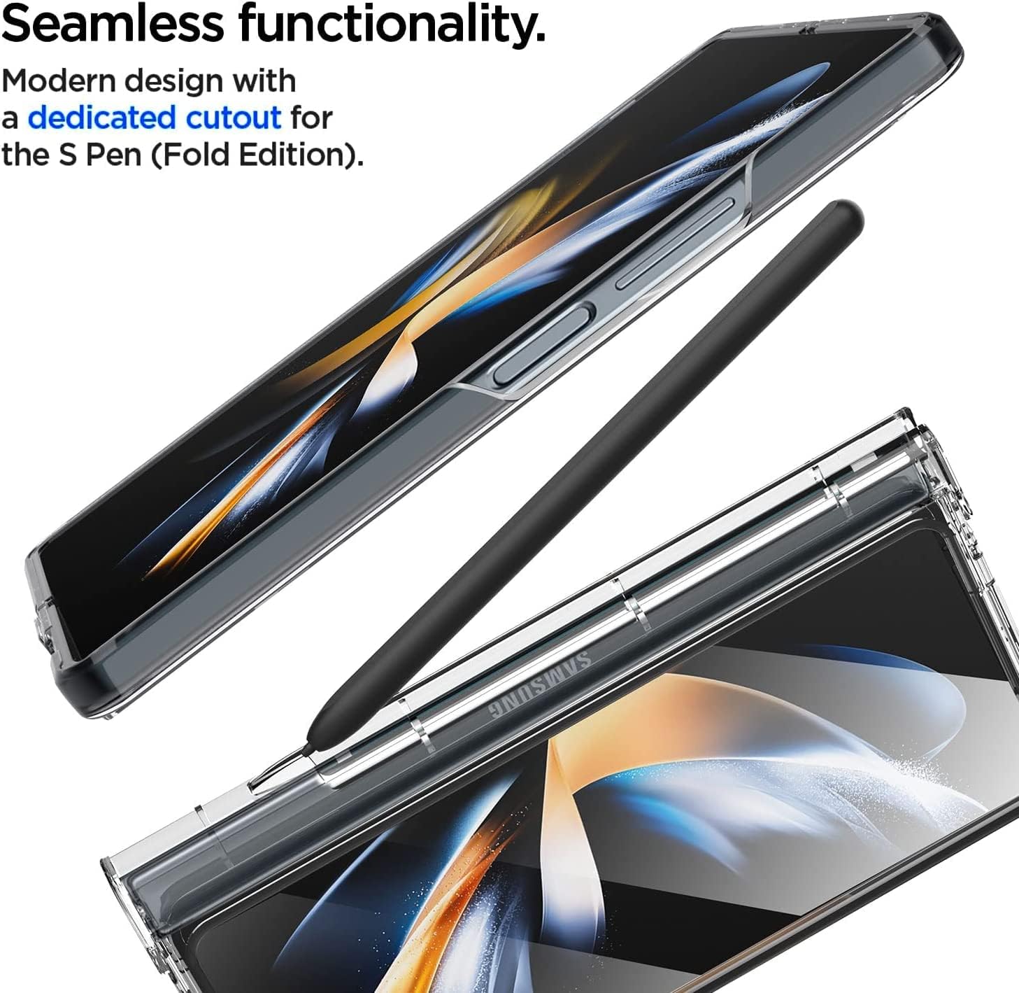 Clear Case for Galaxy Z Fold 4 with Built-in Screen Protector with S Pen Holder - Image 4