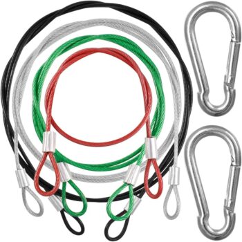 Safety Stainless Steel Tethers Colorful Lanyards-4 Pack -Red Green Silver Black
