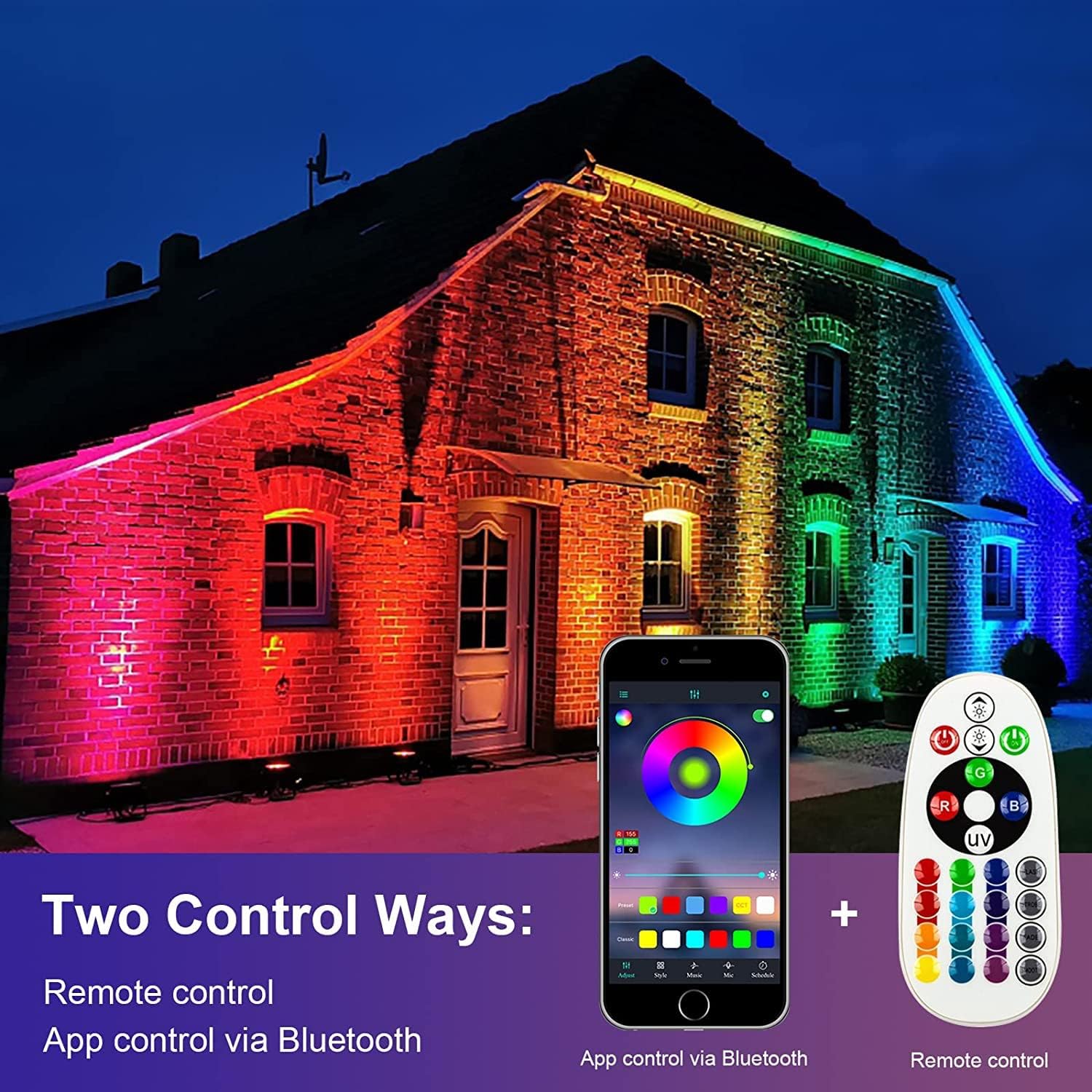RGB LED Flood Light, 100W Outdoor Smart RGB Color Changing Floodlight, IP66 - Image 6