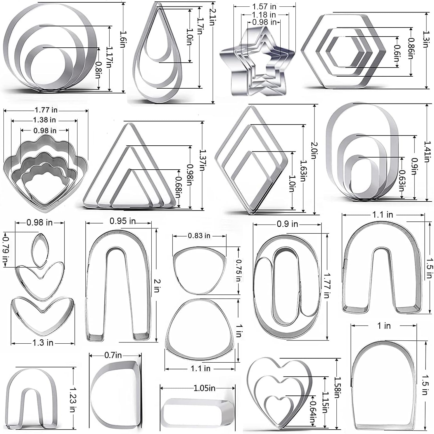 39 Pcs Mini Cookie Cutters Set, Stainless Steel Mini Geometric Shaped Cookie - Image 2